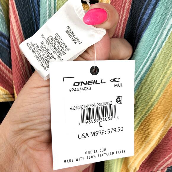 O'NEILL Women's Beach Bound Stripe North Shore One-Piece Large Multi NWT - Picture 11 of 11